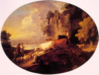 托馬斯 庚斯博羅 River Landscape with Rustic Lovers 托馬斯 庚斯博羅 River Landscape with Rustic Lovers